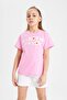 Girls' Crew Neck Printed Short Sleeve T-Shirt B5123A824Sm - 3