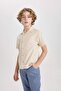 Oversize Wide Fit Polo Collar Seersucker Textured Short Sleeve Shirt for Boys B6620A824Sm - 4