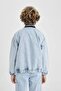 College Collar Zippered Pocket Seasonal Printed Jean Bomber Jacket for Boys B5494A824Sp - 6