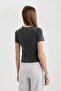 Fitted Crew Neck Short Sleeve Washed Faded Effect T-Shirt C3082Ax24Sm - 5