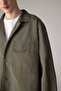 100% Cotton Oversized Wide Fit Polo Collar Cross Woven Shirt Jacket C2896Ax24Sp - 4