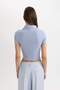 Slim Fit Tight Fit Ribbed Camisole Short Sleeve Polo T-Shirt C4076Ax24Sp - 5