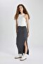Ribbed Camisole Slit Washable Faded Effect Maxi Skirt C1653Ax24Sp - 3