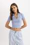 Slim Fit Tight Fit Ribbed Camisole Short Sleeve Polo T-Shirt C4076Ax24Sp - 3
