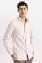 100% Cotton Slim Fit Polo Collar Honeycomb Textured Long Sleeve Shirt B6476Ax24Sp