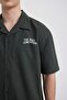 Relax Fit Apaş Collar Back Printed Cotton Short Sleeve Shirt B9778Ax24Sm - 4
