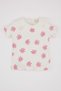 Baby Girl Lace Collar Floral Ribbed Camisole Short Sleeve T-Shirt C2237A524Sm