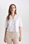 Boxy Fit Linen Blended Short Sleeve Shirt V2523az24sm - 3