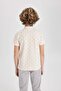 Boys' Patterned Piqué Short-Sleeved Polo Shirt with Stand Collar B5938A824SM - 6