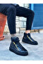 Snr-512 Boa Thick High Black Sole Double Zipper Black Men's Sports Boots - 7