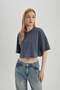 Basic Plain Short Sleeve T-Shirt with Pale Effect B9293Ax24Sm - 3