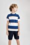 Boy's Crew Neck Striped Short Sleeve T-Shirt B5931A824SM - 3