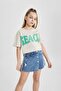 Crew Neck Printed Short Sleeve T-Shirt Girl Child B5130A824Sm - 4