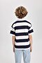 Oversize Wide Fit Striped Printed Short Sleeve Polo T-Shirt Boys B9514A824Sm - 6