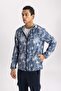 Water Repellent Slim Fit Tight-Fitting Hooded Mesh Lined Flexible Textured Coat B2189Ax24Sp - 7