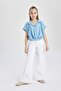 Girl's Crop Cotton Short Sleeve Shirt C1903A824SM - 4