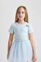 Girls' Slim Fit Slim Fit Crew Neck Embroidered Ribbed Camisole Short Sleeve T-Shirt B6925A824Sm - 5