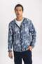 Water Repellent Slim Fit Tight-Fitting Hooded Mesh Lined Flexible Textured Coat B2189Ax24Sp - 6