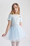 Girls' Slim Fit Slim Fit Crew Neck Embroidered Ribbed Camisole Short Sleeve T-Shirt B6925A824Sm - 2