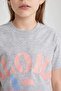 Girls' Crew Neck Printed Short Sleeve T-Shirt B5090A824Sm - 4