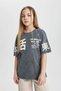 Relax Fit Crew Neck Printed Washed Faded Effect Short Sleeve T-Shirt Girls C1203A824Sm - 7