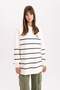 Regular Fit Crew Neck Printed Soft Furry Inside Thick Sweatshirt Tunic C5417Ax24Sp - 7