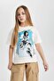Oversize Wide Fit Crew Neck Printed Short Sleeve T-Shirt Girls C0245A824Sm