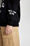 Girl's Oversize Wide Fit Crew Neck Printed Sweatshirt C0249A824Sp - 5