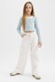 Slim Fit Narrow Cut Crew Neck Ribbed Camisole Long Sleeve T-Shirt Girls B7388A824Sp - 2