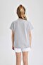 Girls' Crew Neck Printed Short Sleeve T-Shirt B5090A824Sm - 5