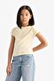 Slim Fit Crew Neck Basic Ribbed Short Sleeve T-Shirt Girls B3053A824Sm - 6
