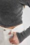 Fitted Crew Neck Long Sleeve Washed Faded Effect T-Shirt C4579Ax24Sm - 5