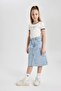 Girls' Crew Neck Crop Printed Short Sleeve T-Shirt C1204A824Sm - 2