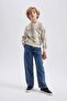 Boy's Crew Neck Patterned Flannel Sweatshirt B5390A823Wn - 2