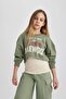 Cropped Pad Fıt Crew Neck 2-Piece Sweatshirt for Girls B7374A824Sp - 4