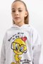 Girl Child Looney Tunes Oversized Wide Fit Hooded Soft Inside Fuzzy Thick Sweatshirt B4729A823Wn - 4