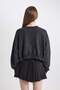 Cool Crop Thick Fabric Washed Faded Effect Basic Plain Sweatshirt C2119Ax24Sp - 6