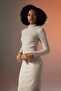 Bodycon Body-Hugging Basic Plain Half Turtleneck Thick Ribbed Knit Long Sleeve Maxi Dress B8602Ax23Wn - 3