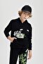 Boy's Oversized Wide Fit Hooded Printed Sweatshirt C0357A823Cw - 4