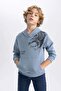 Boy's Printed Hooded Thick Sweatshirt B6314A823Cw - 6
