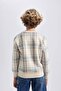 Boy's Crew Neck Patterned Flannel Sweatshirt B5390A823Wn - 6
