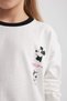 Girls Disney Mickey & Minnie Crop Crew Neck Long Sleeve T-Shirt B9872A824Sp - 7