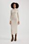 Bodycon Body-Hugging Basic Plain Half Turtleneck Thick Ribbed Knit Long Sleeve Maxi Dress B8602Ax23Wn - 5