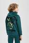 Boy's Oversize Wide Fit Back Printed Hooded Sweatshirt C0354A823Cw - 4