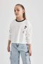 Girls Disney Mickey & Minnie Crop Crew Neck Long Sleeve T-Shirt B9872A824Sp - 5