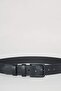 Men's Rectangular Buckle Faux Leather Jean Belt I B7344Axns - 3