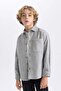 Boy's Oversize Wide Fit Wool Look Long Sleeve Shirt B7962A823Wn - 4