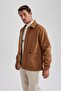 Relax Fit Polo Collar Woolen Look Long Sleeve Shirt Jacket A5111Ax23Au - 6