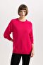 Relax Fit Crew Neck Basic Plain Knit Sweater X3066Az23Wn - 4