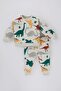 Baby Boy 2 Piece Set Dinosaur Printed Crew Neck Sweatshirt Sweatpants B9496A524Sp